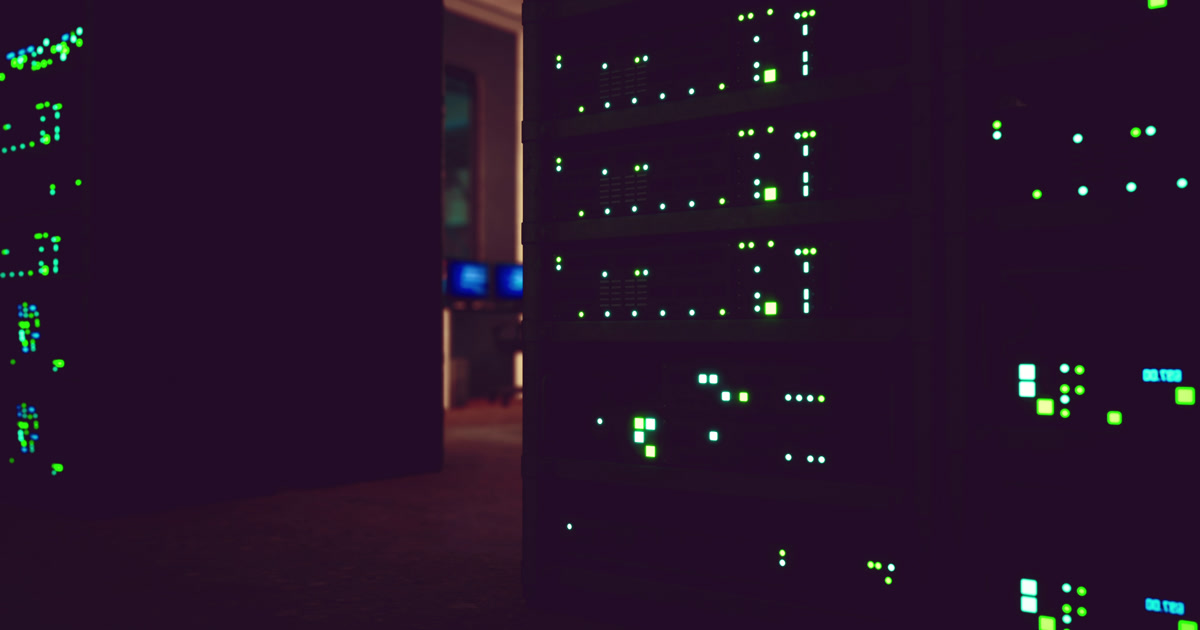 Modern server room with blue lighting representing production infrastructure
